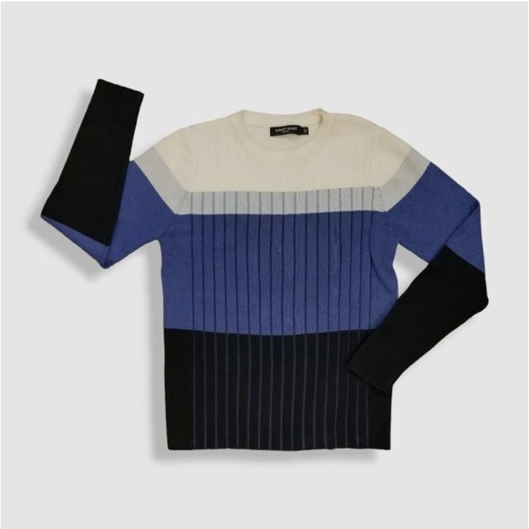 Nancy Yang Women’s Crew-Neck Ribbed Pullover Sweater Size M New Blue - Picture 1 of 2